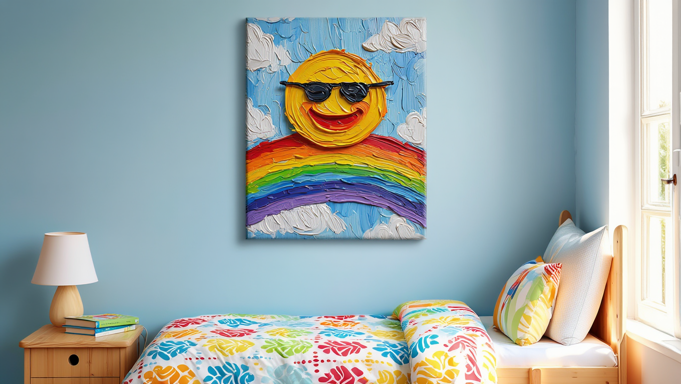 Sunshine &amp; Rainbow Joy - Premium Canvas Art Print