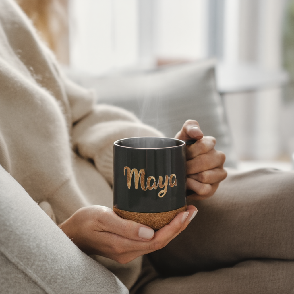 Personalized Ceramic Mug with Premium Cork Base