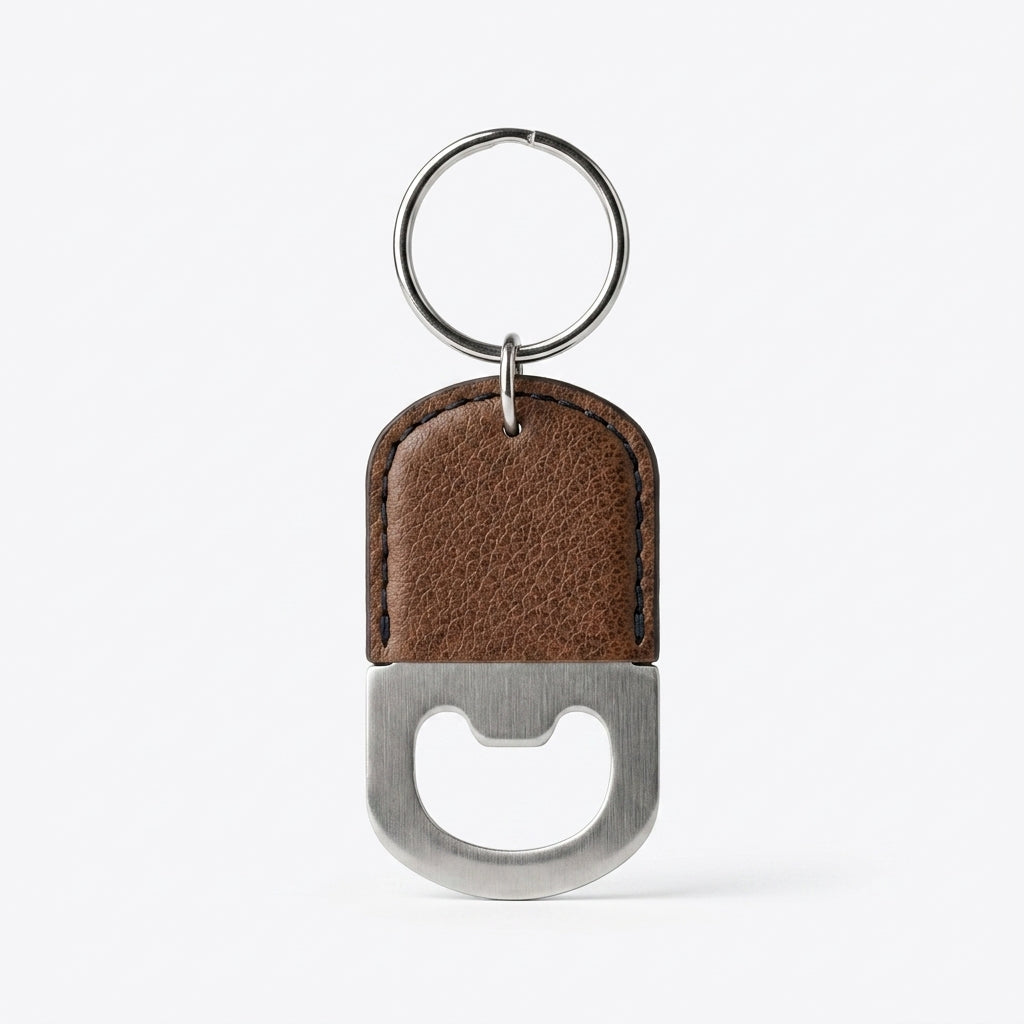 Personalized Faux-Leather Bottle Opener Keychain