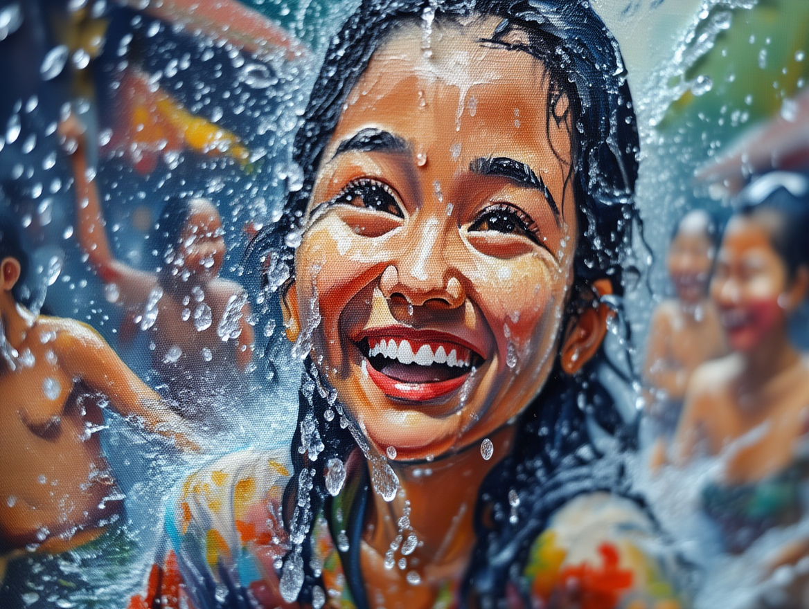 Songkran Festival - Premium Canvas Art Print