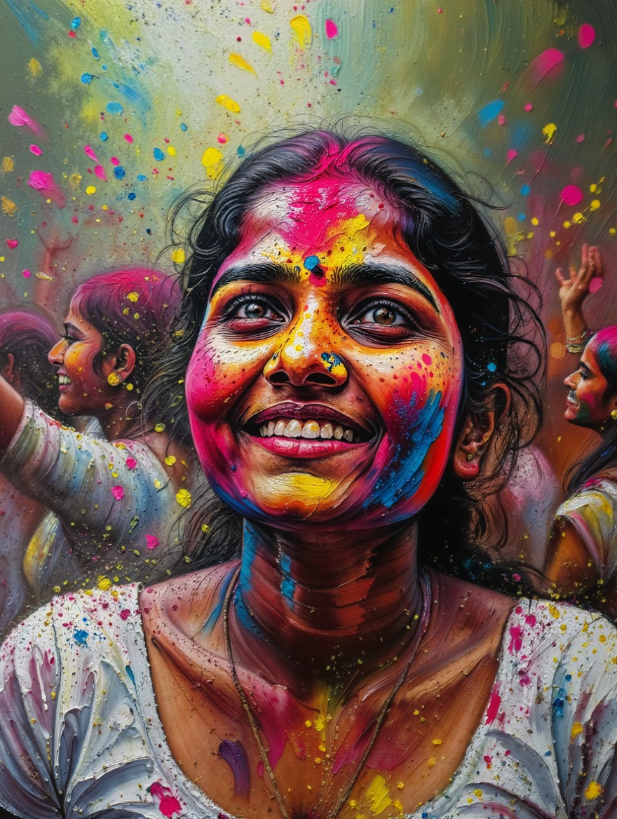 Holi Festival Celebration - Premium Canvas Art Print