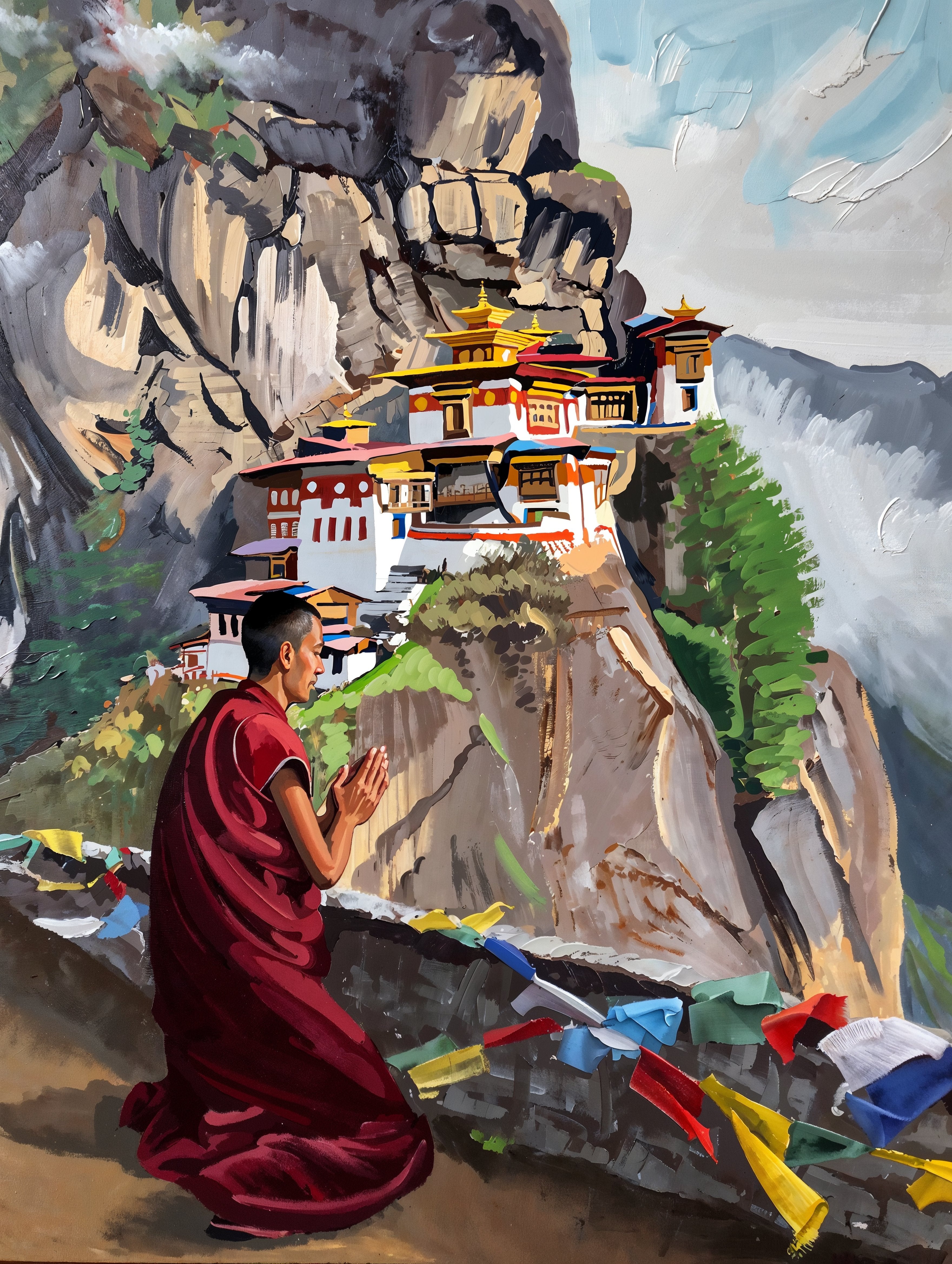 Bhutanese Monk at Tiger's Nest Monastery