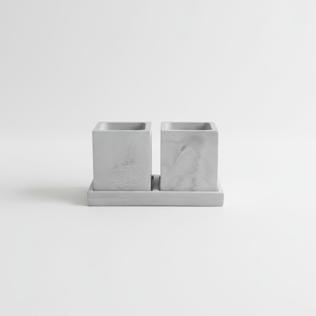 Gray marble toothbrush holder on a white background