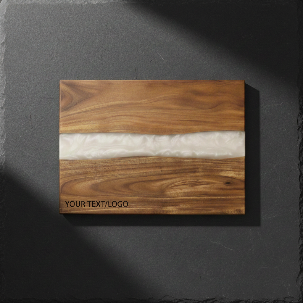 Custom Engraved Acacia & White Pearl Resin Serving Board